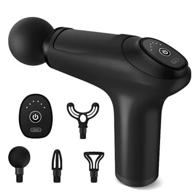 Anluomania Pistolet de Massage Musculaire, Mini Massage Gun des Tissus Profonds, Masseur de Muscle 4 Têtes 6 Vitesses, Masseur des Tissus Profonds Pour Soulager Douleurs et Raideurs Musculaires