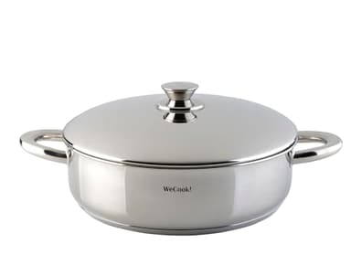 STAINLESS LOW COOKING POT WITH LID 32 cm.