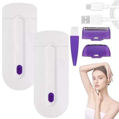 Epilateur Femme Sans Douleur – Epilo Pro 2.0 Rasoir Électrique USB Rechargeable, Épilateur Portable Pour Jambes, Aisselles, Bras, Maillot (2 Pc)