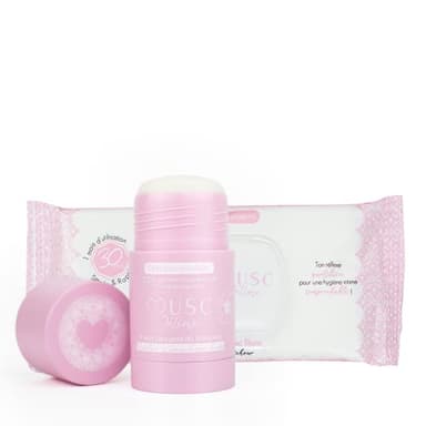 MUSC INTIME La Marque Officielle - Tes Essentiels Musqués - Déodorant & Lingettes - Musc Blanc - L'Irrésistible - Anti Mauvaises Odeurs & Nettoie En Douceur - Anti Transpirant - 50g & 30 unités