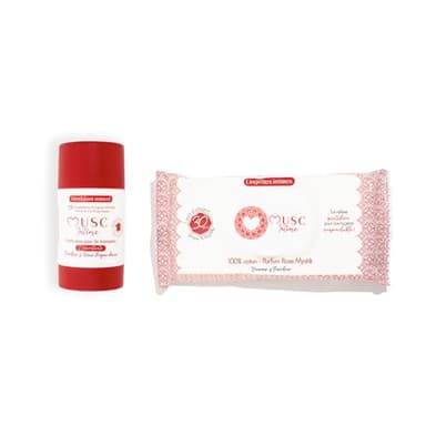 MUSC INTIME La Marque Officielle - Tes Essentiels Musqués - Déodorant & Lingettes - Rose Mystik - L'Envoûtante - Anti Mauvaises Odeurs & Nettoie En Douceur - Anti Transpirant - 50g & 30 unités