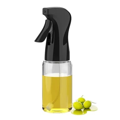 GRIFEMA Pulvérisateur d'Huile à Jet 200 ml en Verre - Distributeur Antigoutte Réglable pour Huile, Vinaigre, Cuisson, Grillades et Friteuse à Air - Nettoyage Facile, Modèle GE2003B (Noir)