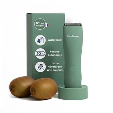 Tondeuse Intime Homme ClubCooper – Anti-Coupures pour Zones Sensibles – Lame Céramique – Waterproof IPX7 – Rasoir Corps Homme Pubis & Testicules – 3 Sabots 3/6/9 mm – USB-C (Vert)