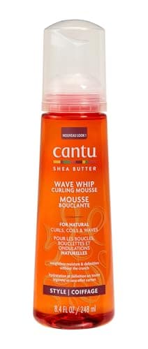 Cantu Mousse Coiffante Wave Whip, au Beurre de Karité, pour Cheveux Naturels, 248 ml (1 Produit) (l’Emballage Peut Varier)
