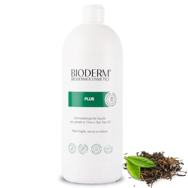 Bioderm Plus Timo - Gel Douche Antibactérien aux Huiles Essentielles de Thym et de Tea Tree - Idéal pour l'Hygiène Intime et Corporelle Quotidien des Peaux Sensibles - Sans Paraben - 1000 ml