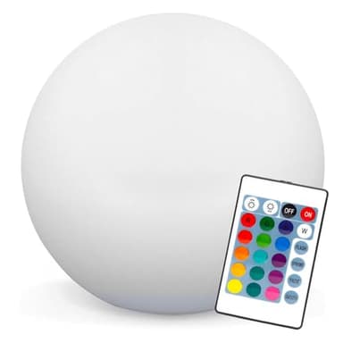 Europalamp Boule décorative LED multicolore - Sans Fil - Design Élégant - Charge solaire - Zone chillout, terrasse, jardin, piscine, ambiance - 16 couleurs dimmables (30cm solaire, Boule)