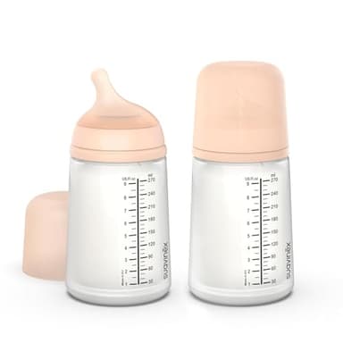 Suavinex, Pack 2 Biberons Anti-Colique Zero Zero 270 ml avec Tétine à Débit Moyen (M) en Silicone, Bébés +3 Mois, Lait Maternel, Poudre et Liquides Densité Moyenne, Compatible Allaitement, Fair