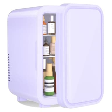 YASHE Mini réfrigérateur, 6 litres/8 canettes 220-240 V AC/DC, réfrigérateur thermoélectrique portable pour chambre à coucher, soins de la peau, boissons, bureau, dortoir et voiture, violet