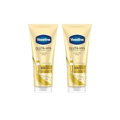 Vaseline Gluta-Hya Flawless Tone, Lotion Hydratante Riche en Antioxydants, Anti-Taches Brunes, Texture Légère, Absorption Rapide, Teint Uniforme, Technologie GlutaGlow et Acide Hyaluronique, 2 x 200ml