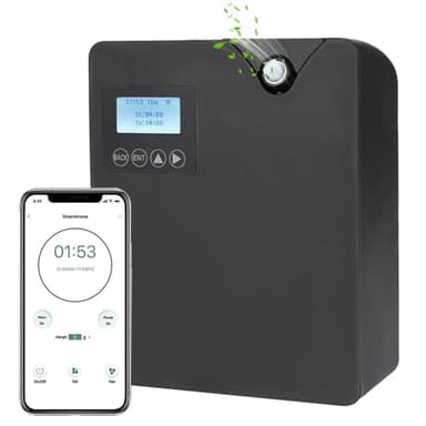 Machine à air parfumée intelligente 300 ml pour la maison,diffuseur d'huiles essentielles sans eau avec technologie de nébulisation,contrôle Bluetooth et Wi-Fi,couverture de 2000 pieds carrés black
