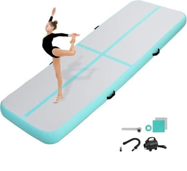 KIKILIVE Tapis de Tumbling, 10 CM d'épaisseur Tapis d'entrainement, 3M Tapis de Gymnastique,Tapis d'exercice avec Pompe à air, Piste de Gym Gonflable, Matelas d'Air