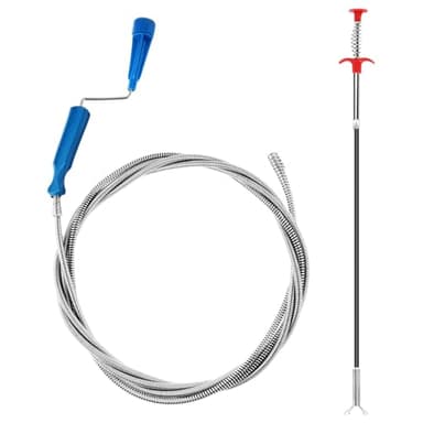 Lot de 2 Furet Deboucheur Canalisation Professionnel 3m & 0,6m Deboucheur wc Déboucheur canalisation Furet Plomberie Deboucheur evier Sonde De Debouchage Pour WC Evier Canalisation