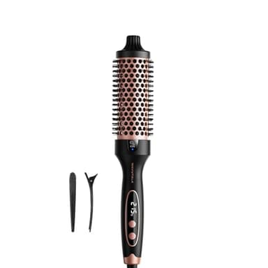 Wavytalk Thermal Brush, BLOWOUT BOOST, Brosse Thermique Ionique Cheveux Bouclés Chauffante, 38mm Pour Créer des Boucles Naturelles, 5 Réglages de Température, Double Tension, Prise Euro, Or Rose