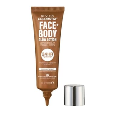Revlon ColorStay Face & Body Glow Lotion, Lotion teintée visage et corps hydratante, Éclat naturel lumineux, Fini non gras 24H hydratation, 130 If You Glow You Glow, 30 ml