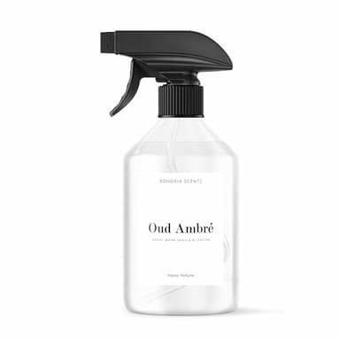BOHORIA Spray d'ambiance de qualité supérieure Oud Noir - 500 ml - Avec parfum durable - Parfum d'ambiance élégant avec vanille, patchouli, truffe noire et bois d'agar (500 ml, Oud Ambre)