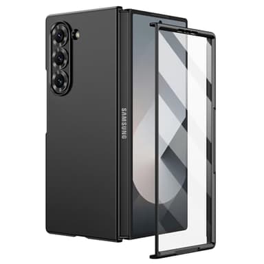 Doeshine Coque pour Samsung Galaxy Z Fold 6 Ultra Mince, Charge sans Fil, Verre Trempé Protection Écran, Hard PC, Antichoc Anti-Rayures Bumper Protection Etui Housse Case Cover Galaxy Z Fold 6 (Noir)