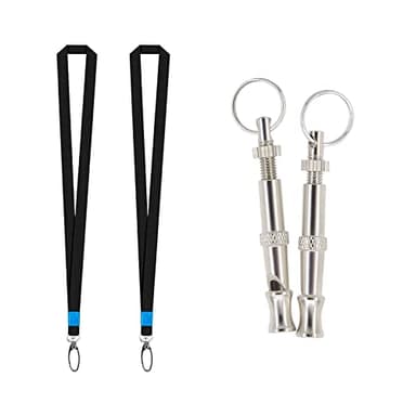 Andiker 2 Pcs Sifflet pour Chien, Sifflet pour Compagnie en Acier Inoxydable à fréquence réglable avec lanière, Sifflet à ultrasons Professionnel pour l'entraînement et Le contrôle des aboiements