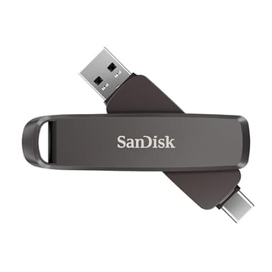 SANDISK Extreme Pro Dual Drive 2 to (Clé USB Type-A et Type-C, Haute capacité, Vitesse de Lecture jusqu'à 1000 Mo/s, Chiffrement de Donneés, la Sauvegarde Automatique, Un boîtier métallique) Noir