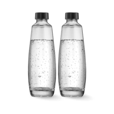 SodaStream Bouteilles en verre Bipack de 1 litre compatibles avec le gazéificateur Duo 2 x 1 l, noir, 10 x 19,5 x 29