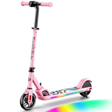 FanttikRide C9 Pro Trottinette Electrique Enfants 6-12 Ans, Lumières Arc-en-Ciel, Vitesses 8/13/16 km/h, Écran LED, Pliable, Hauteur Réglable, Autonomie 8 km, Seulement 6,4 kg, Rose