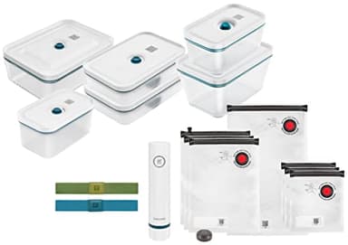ZWILLING Kit de démarrage de Mise sous Vide Fresh & Save, en Verre, 16 unités, La Mer
