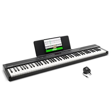 Alesis Clavier Piano 88 Touches avec 480 Sons, Haut-parleurs, MIDI USB, Pupitre, Adaptateur secteur et Leçons pour débutants