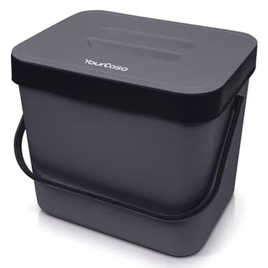 YourCasa® Composteur Cuisine 7L avec Support et Tamis poubelles à Compost pour Les déchets organiques Quotidiens Lavable au Lave - Vaisselle Poubelle Compost Cuisine Seau Compost Cuisine (Anthracite)