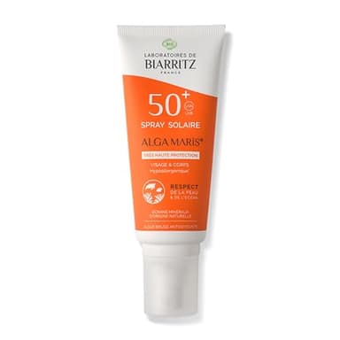Laboratoires de Biarritz - Crème Solaire en Spray - SPF50+ - ALGA MARIS® Certifiée Bio - Visage et Corps - Bébé, Enfant et Adulte - Texture Fluide et Légère - 100 ml - Fabriqué en France