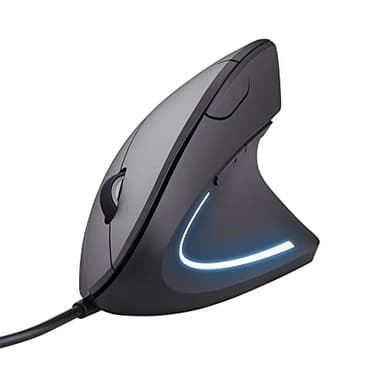 Trust Verto Souris Ergonomique Verticale, Souris Filaire, 1000-1600 DPI, 6 Boutons, LED, Prévention Syndrome de la Souris et Epicondylite, pour Droitier, PC, Ordinateur, Portable, Mac - Noir