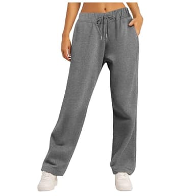 Pantalon Jogging Femme en Coton de Sport Chic Élastique Taille Haute avec Poches Droit à Coupe Large Training Yoga Décontracté Baggy Pilates Bas Leger Grande Taille Pantalons,Gris,XXL