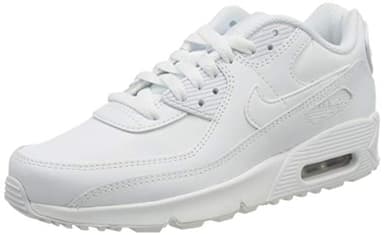 NIKE Femme AIR Max 90 LTR (GS) Sneaker, White/White-Metallic Silver-White, 36.5 EU