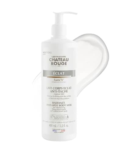 Laboratoire Chateau Rouge - Lait corps hydratant Eclat 400 ml – Lait hydratant corps pour peaux sèches 24h – Effet Anti-Pigmentation Visible en 4 Semaines – Fabriqué en France