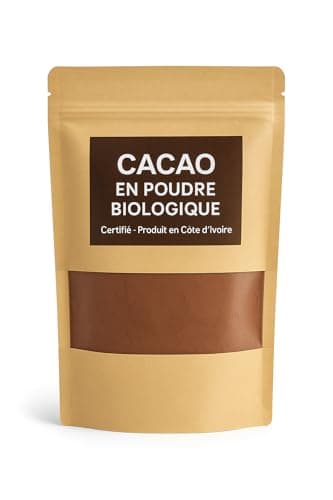 Cacao en Poudre Bio 250g – Pur & Naturel | Sans Sucre, Sans Gluten, Vegan | Origine Côte d’Ivoire | Sachet Zippé Fraîcheur | Superaliment Premium pour Boissons, Smoothies & Recettes