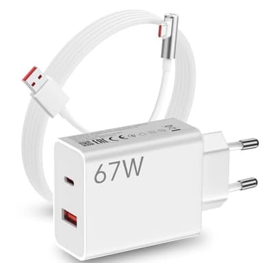 67W Chargeur+45W PD Chargeur Rapide Adaptateur Chargeur Turbo avec Câble USB C 90 Degrés 1M pour Xiaomi 14 13T 13 12S Ultra 12Lite,Redmi Note 13 12 11S 10 Pro,Mi 11 Ultra 11i 10T Lite,POCO X6 M6 F5 X5