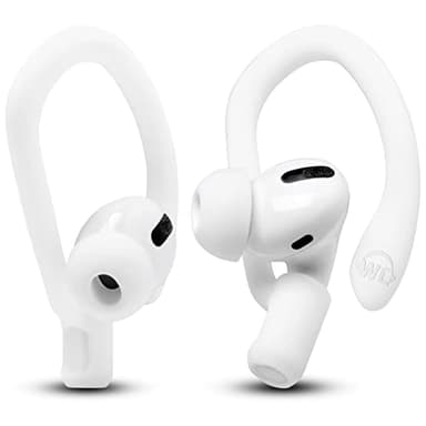 WC HookZ – Crochets d'oreille brevetés améliorés pour AirPods Pro 1, 2 et AirPods 1, 2 et 3 – Deux Paires de Tailles incluses dans Le Colis, fabriqués par Wicked Cushions | Winter White
