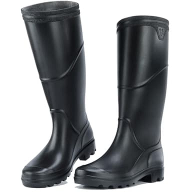 Donbest Bottes en Caoutchouc pour Homme Imperméables Bottes Bottines De Pluie Antidérapant Jardin Boots Wellington Rain Boots,Black3,EU44