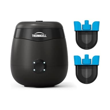 THERMACELL Bouclier Anti Moustiques et Moustiques Tigres + 2 Recharges Liquides - Extérieur, Jardin, Terrasse - Sans Fil, Rechargeable - Protection efficace 29 m²-Durée 80h-Effet Rapide-Inodore - Noir