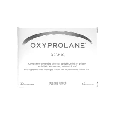 Oxyprolane® Dermic • Complément Alimentaire Anti-âge et Cicatrisant • Cure 1 mois / 60 gélules (2/j) • + 30% de synthèse du collagène en 3j • Fabriqué en France
