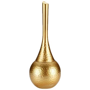 Joygoodta Brosse de Toilette dorée, Cuvette de Toilette en Plastique 15 Pouces, Brosse et Support avec poignée antidérapante Confortable pour Salle Bain, Manche Long