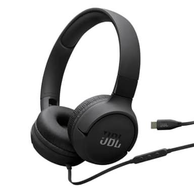 JBL Tune 520 C, Casque Filaire Supra-auriculaire Confortable avec Micro, Son JBL Pure Bass, préréglages EQ, connectivité USB-C, Design Pliable et câble Anti-nœuds, Noir
