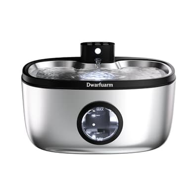 5L Fontaine a Eau Chat sans Fil, INOX Fontaine à Eau pour Chat, Rechargeable 4000mAh à Pile, Detecteur de Mouvement avec LED, Distributeur Eau Chien Automatique avec Filtre