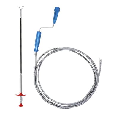 Redamancy Lot de 2 Furet Déboucheur Canalisation Professionnel 3m & 0,6m à 4 Griffes, Déboucheur Canalisation Plomberie, Spirale de Nettoyage de Canalisations, Pour WC, Évier, Canalisation