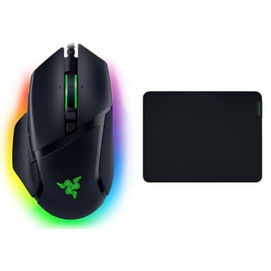 Razer Basilisk V3 - Souris Gaming Filaire (10+1 Boutons programmables, Molette HyperScroll Tilt, Interrupteur de Souris Optique, Capteur Optique Focus+ 26K DPI) Noir & Gigantus V2 Moyen