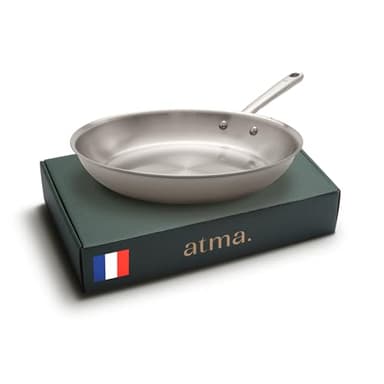 Atma la Bonne Poêle Inox Triple Couche - Poêle Induction 30cm avec Manche Riveté - Sans PFAS ni Revêtement Chimique - Compatible Tous Feux et Four - Fabriquée en France