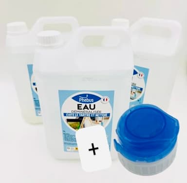 Eau Déminéralisée Pure avec 1 bec verseur - Idéale pour Appareils Ménagers et Industriels - 3x5 Litres- fabrication francaise