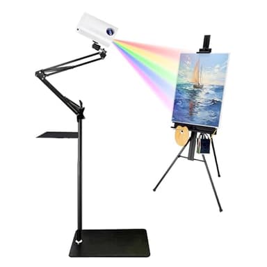 ANGDI Projecteur de dessin, projecteur d'art pour le traçage, dessin et peinture, outil de traçage intelligent portable avec télécommande et support, connectivité Wi-Fi et USB(White,1.95m)
