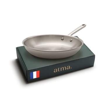 Atma la Bonne Poêle Inox Triple Couche - Poêle Induction 28cm avec Manche Riveté - Sans PFAS ni Revêtement Chimique - Compatible Tous Feux et Four - Fabriquée en France