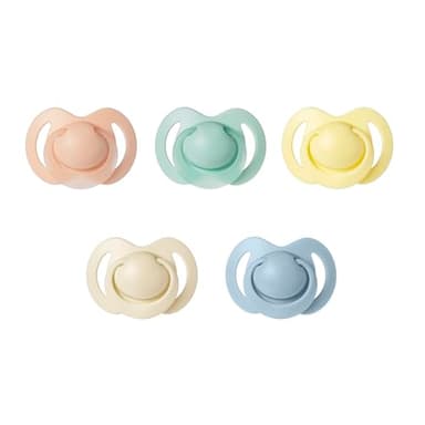 Nuby – Lot de 5 tétines et sucettes orthodontiques en silicone douce | 3 modèles jour et nuit | 2 phosphorescentes | Sans BPA | Imitent le sein | 6-18 mois