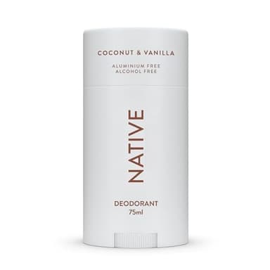 Native Déodorant Femmes & Hommes - Sans Alcool & Aluminium - Parfum Coco & Vanille - Avec Beurre de Karité, Huile de Coco & Bicarbonate de Soude - Contrôle des Odeurs 72 Heures (75 ml)