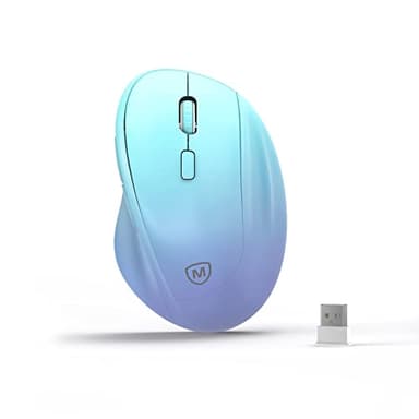 Micropack Souris sans Fil Ergonomique avec dongle USB pour PC, Ordinateur Portable et Bureau - Souris Verticale avec clics Silencieux - Longue durée de Vie de la Batterie jusqu'à (Bleu-Violet)